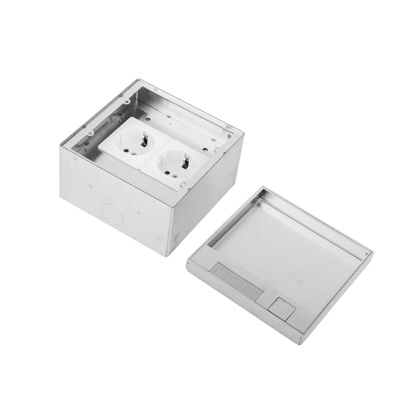 Sxhlseller Scatola di Derivazione da Incasso a Pavimento con 2 Prese, Presa in Acciaio Inossidabile 16A 4000W e PC Ignifuga per Uso Domestico, Ufficio, Hotel, Scuola e Commerciale