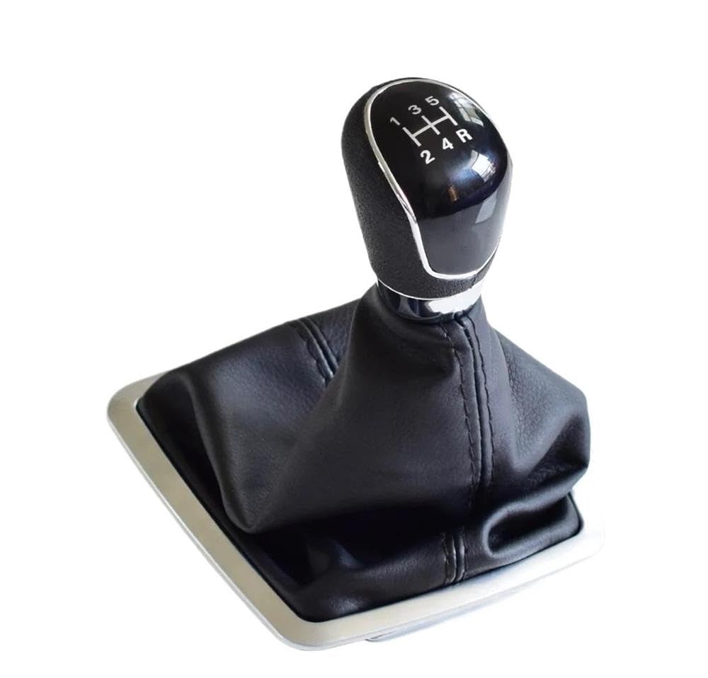 POANBCGY Shift Ball Joint 5/6 Speed Gear Shift Stick Lever Knob with Gaitor Boot Cover for Focus 2 MK2 FL MK3 MK4 MK7 for Mondeo Fiesta for Galaxy(Black-5 Speed)