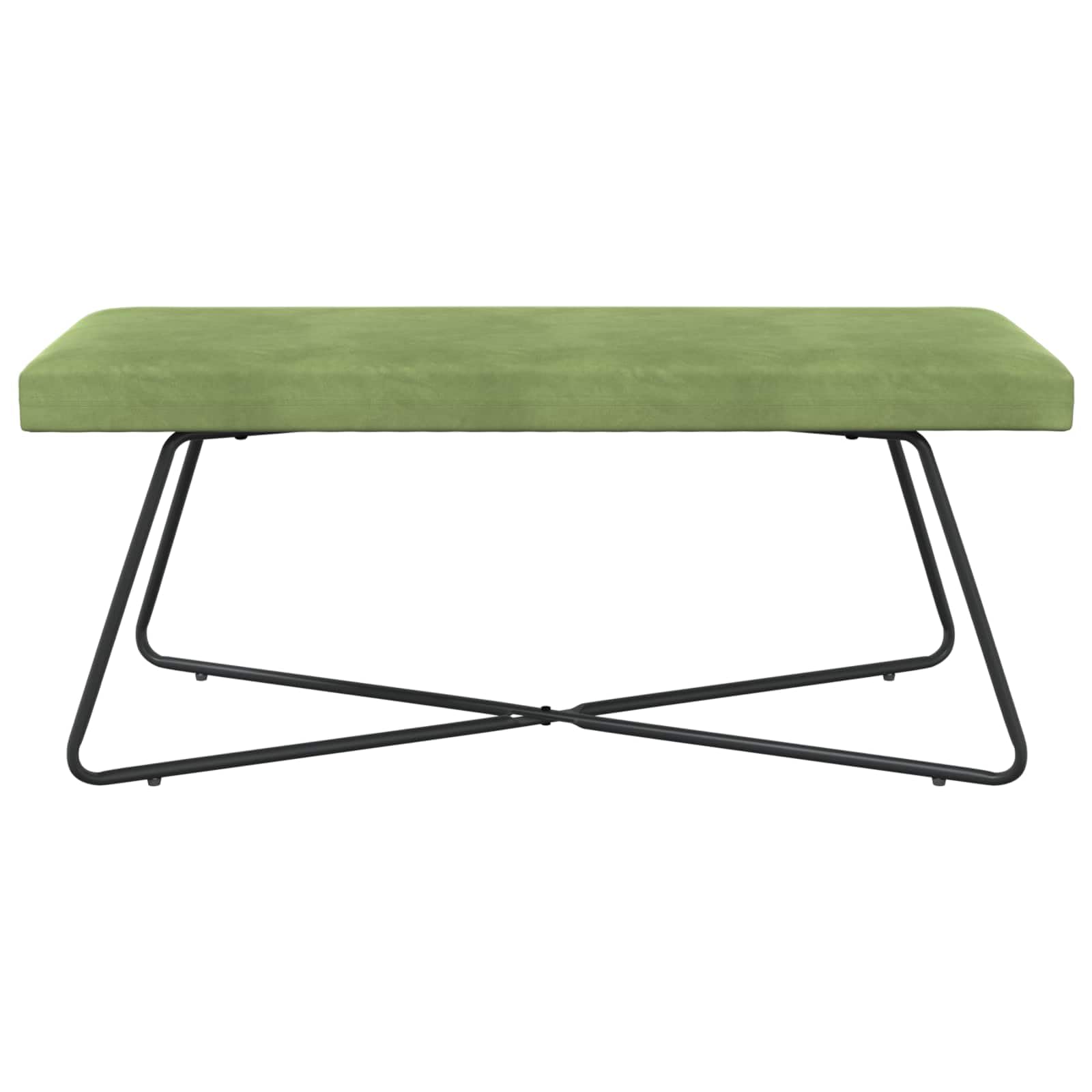 Fengshui Ławka tapicerowana aksamit jasnozielona 110 cm materiał drewnopochodny
