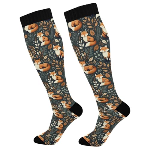 ALAZA Beautiful Cat Rose Compression Socks for Women Men Circulation Long Socks Running Athletic Cycling