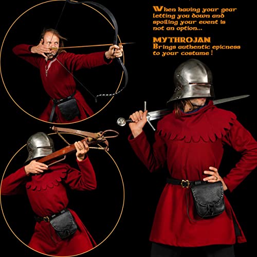 Mythrojan Leather Belt Pouch Medieval Original Leather Bag Costume Accessories Pouch Viking Belt Coin Bag Renaissance Purse for LARP Fantasy Events, Ren Faire, Halloween – Black4