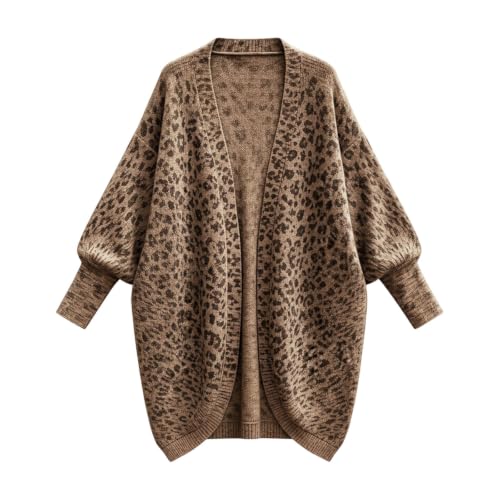 Aniywn Leopard Cardigan for Women Long Open Front Oversized Sweaters Jacket - image 4