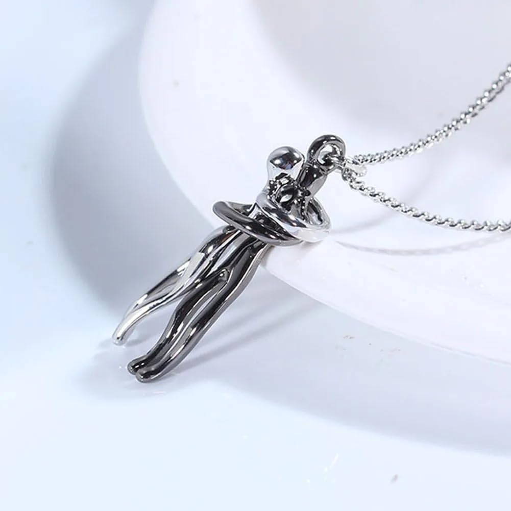 Umarmungs-Halskette aus 925er-Sterlingsilber für Damen und Herren, Umarmungs-Halskette, Halsband mit Umarmungs-Anhänger, Kette für Männer, Halsketten für Liebhaber, Frauen, Paare, Umarmungs- und