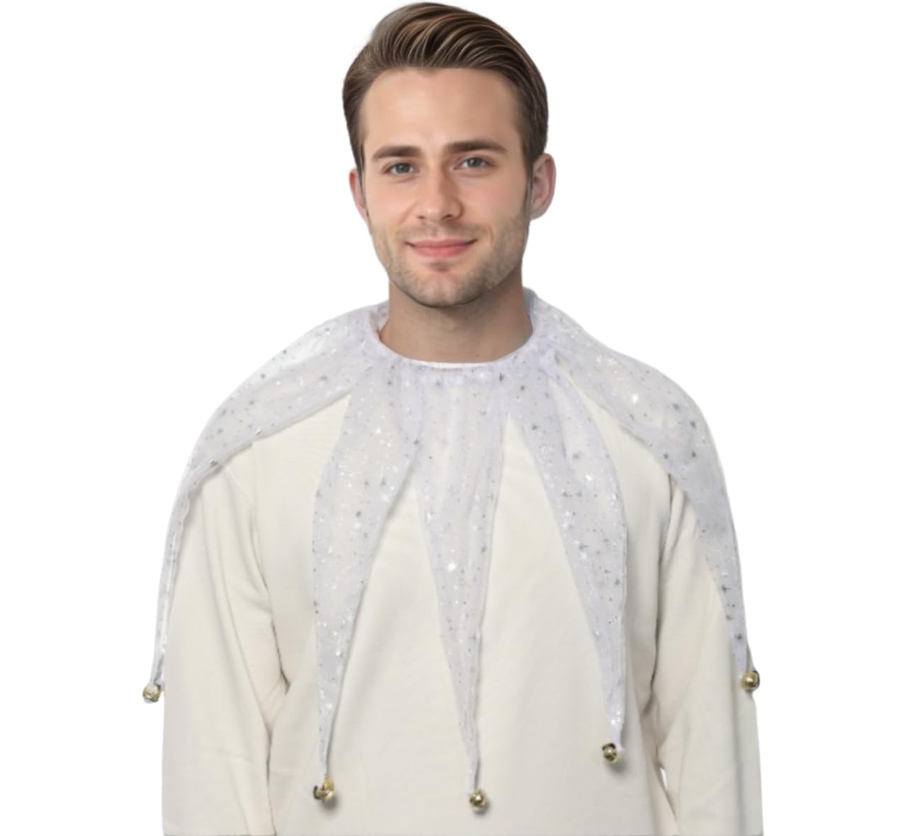 ANDHOM Christmas Collar for Decor Mesh Pointed Clown Collar Jester Neck Accessories with Jingle Bell Costumes