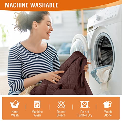 Vansofy Loveseat Recliner Cover With Console 100% Waterproof Sofa Slipcovers Non-Slip Reclining Couch Cover Split Sofa Covers Furniture Protector For Pets, Dogs(Coffee) #TOP5