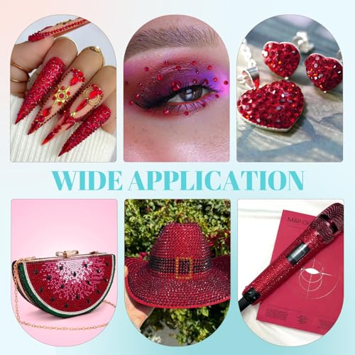 Image of 6100Pcs Resin Rhinestones for Crafting with 2Pcs 10ml B7000 Jewelry Glue, 1 Box Flatback Crystals Diamond (Dark Red) for Bedazzling Crafts DIY Nail Art,Non Hotfix Gems for Clothing Shoes Tumblers