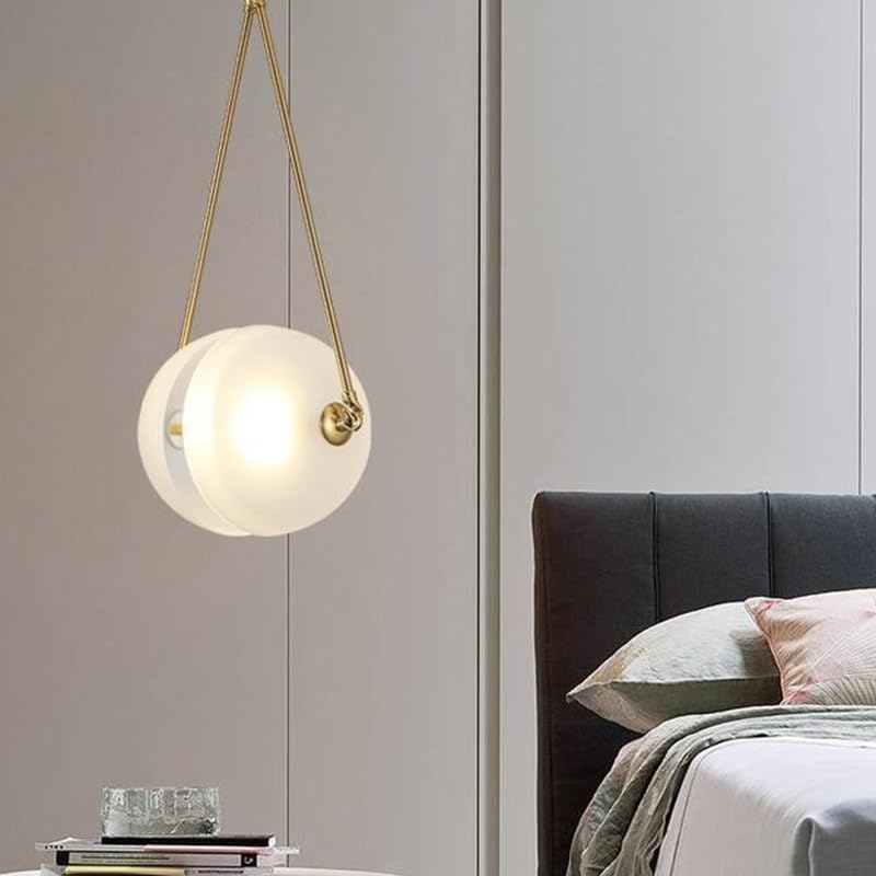 Lustre hémisphère en verre de créateur, luminaire suspendu d'architecte en fer