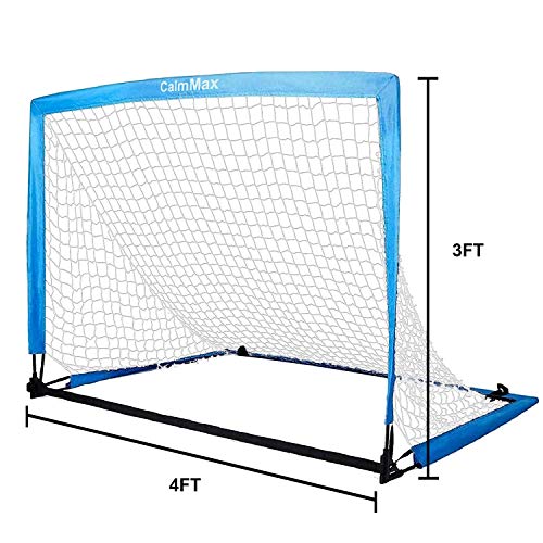 CalmMax Portable Soccer Goal 4x3 FT, Pop Up Soccer Goal Net with Aim Target | Agility Training Cones| Carry Bag - Outdoor Training Soccer Goal for Kids (Set of 2) - Thumbnail 5