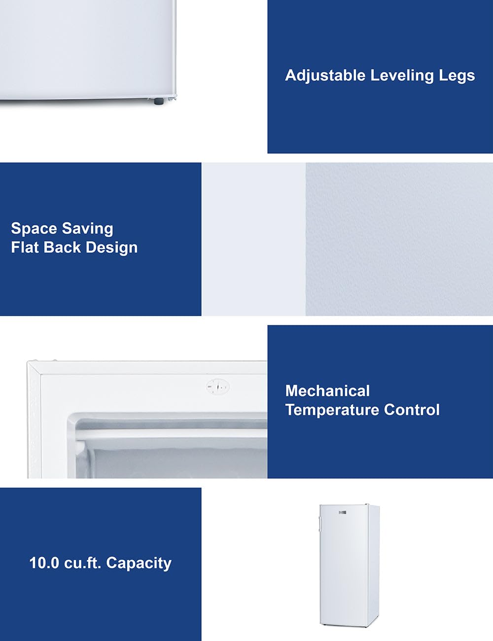 Black+Decker 10 Cu. Ft. Upright Freezer, Stand Up Freezer With Mechanical Temperature Control, Freezer Upright With 3 Shelves And 4 Door Bins, Manual Defrost, R600a Refrigerant, Buf1000lw, White on Fridge.com - View 6