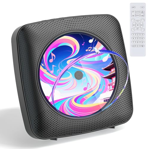 Kegaudio CDプレーヤー cdラジカセ Bluetooth 受信/送信 スピーカー内蔵 卓上＆壁掛け式 プレイヤー 1台多役 FM/USB対応 A-Bリピート再生 音楽再生/語学学習/胎児教育 日本語説明書付き 充電不可(黒）