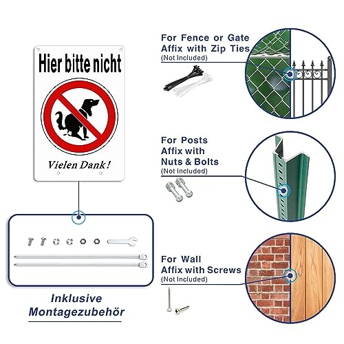 SINMAO Hundeschilder für Gartenzaun Schild Metall mit Erdspieß Alu Schild Hunde Verboten Lustig 30x20cm Inklusive Montagezubehör und Schraubenschlüssel