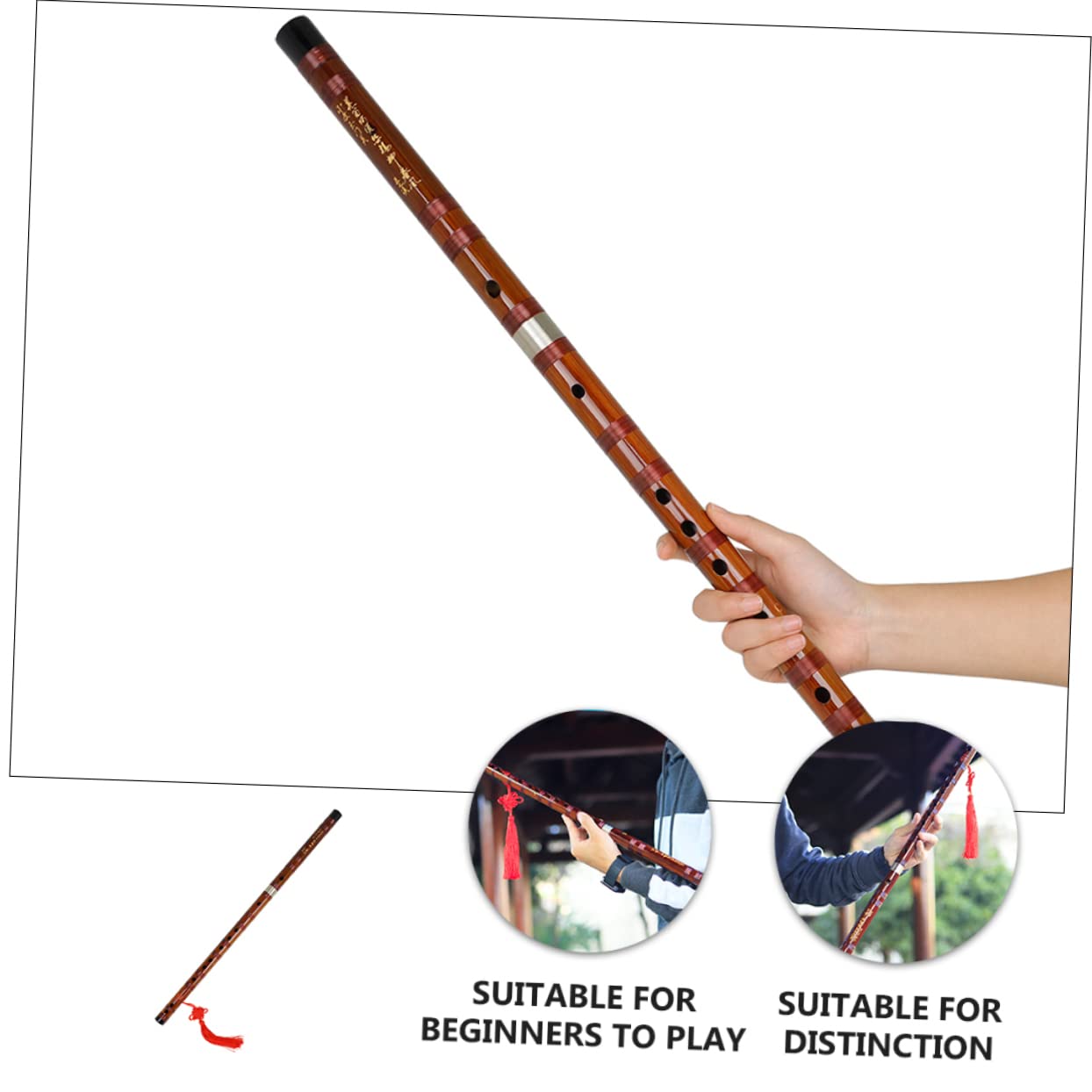 ibasenice Bambusflöte Traditionell Handgefertigt Chinesisches Musikinstrument mit Membranenschutz für Anfänger und Studenten