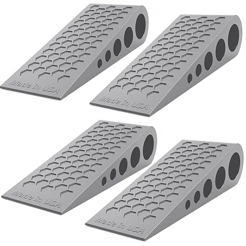 Image of Door Stoppers for Bottom of Door Premium Floor Rubber Door Stop Wedge Made in USA Heavy Duty Honeycomb Design for Carpet, Tile, Ideal for Home, School, Commercial,Gray 4 Pack
