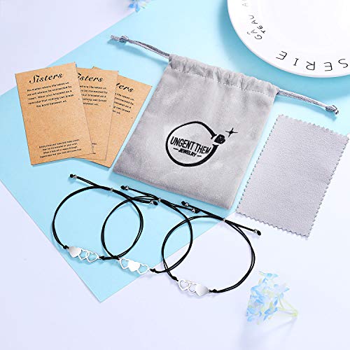 Valentines' Day Sisters Gifts From Sister, 3 Sister Bracelets Matching Heart Best Friend Friendship Bracelets Sister Birthday Christmas Gifts For Teen Teenage Girls Women Big Little Young Sisters #TOP4