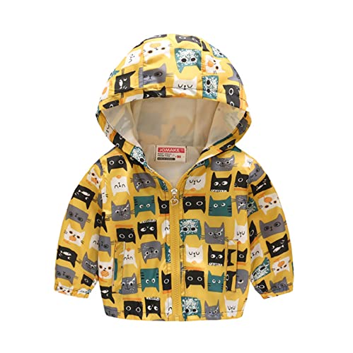 Girls Rain Jacket Toddler Kids Cute Graphic Windbreaker Boys Full Zipper Windproof Lightweight Hooded Jacket Fall Clothes