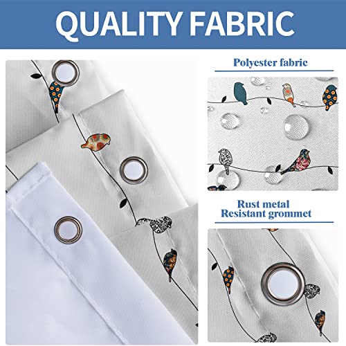 Aatter Bird Shower Curtian Rowley Birds Floral Animal Print Design Boho Multicolor Funny Farmhouse Country Nature Modern Kids Vintage Pattern White Grey Black Home Bathroom Decor Bathtub Set，60X72，Fun #TOP2