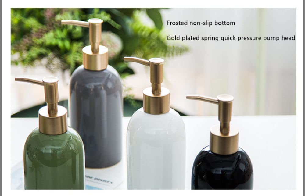 Soap Dispenser, Ceramiczny dozownik mydła w płynie, Vintage Lotion Gold Pump Butelka wielokrotnego napełniania do zlewu kuchennego Łazienka, Dekoracyjny dozownik mydła do rąk z porcelany seledynowej,(
