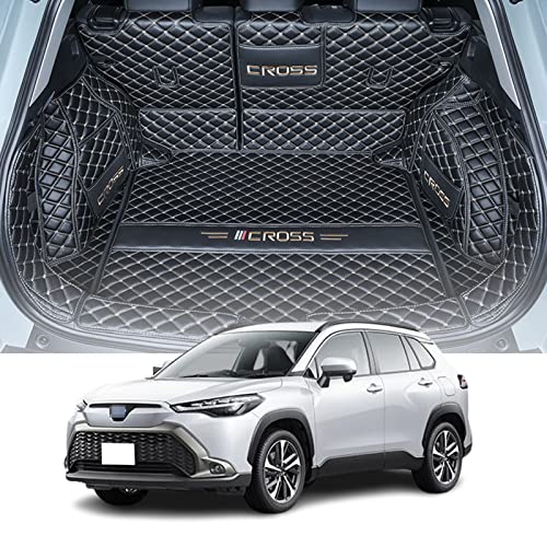適用トヨタ新型カローラクロス10系 2WD ラゲージマット カスタム 車の トランクマット Corolla Cross (2021年9月〜2023年) XPE レザー ラゲッジマット カーゴマット フルセット防水車トランクマット 刺?ロゴ付きBlack b