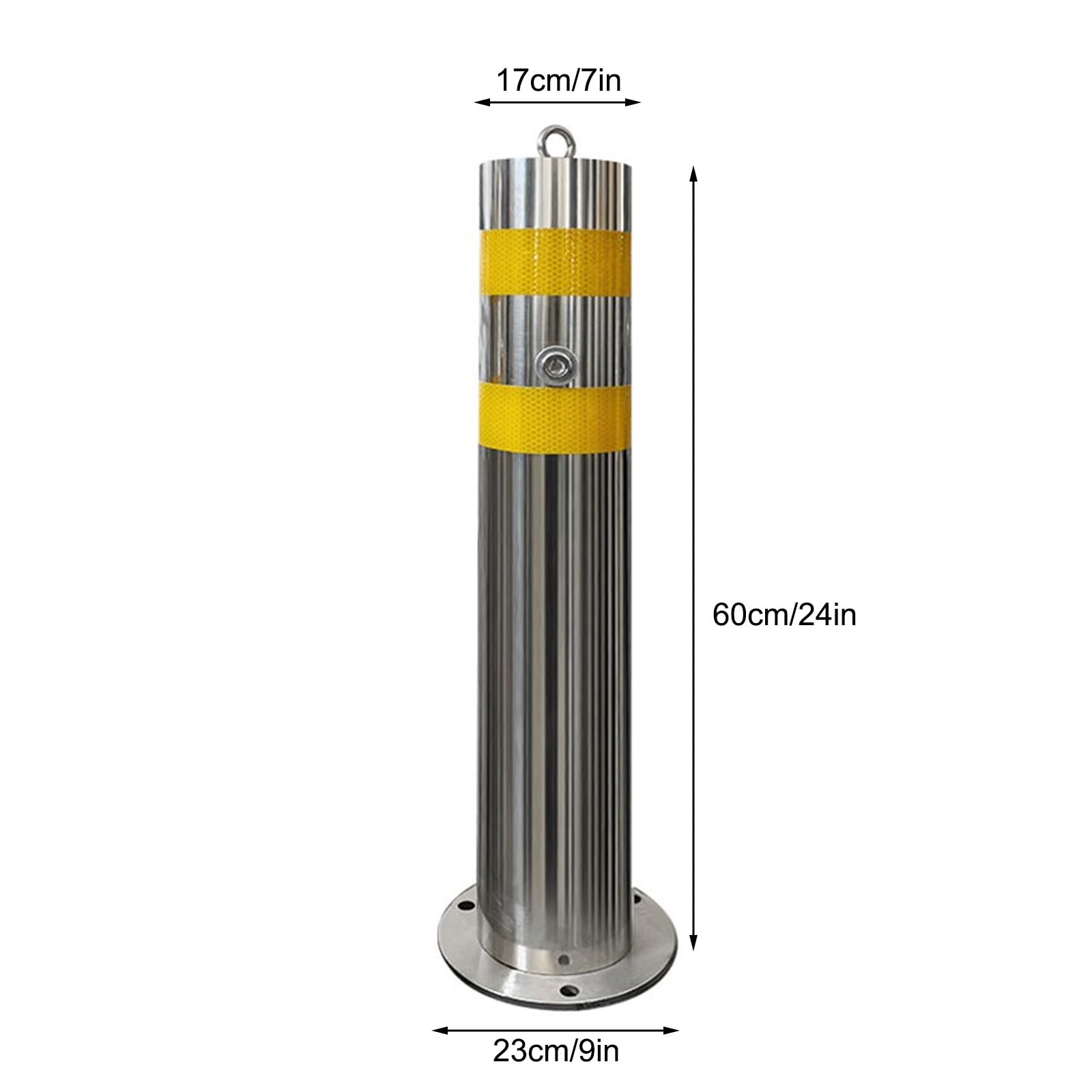 Paletti Delimitazione Rimovibili da 60 Cm, Paletto in Acciaio Inox 304 con Bande Riflettenti, Dissuasore Parcheggio con Bloccaggio per Vialetto, Garage, Controllo del Traffico(17cm/7in)