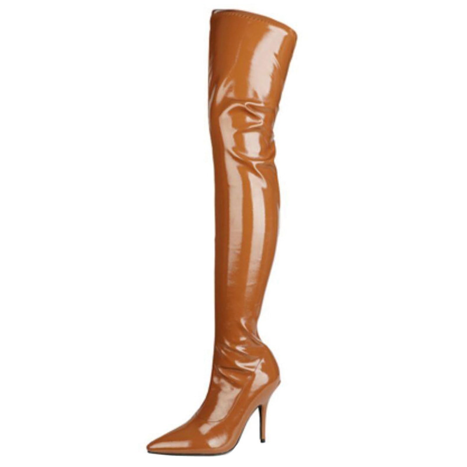 9CM/3.54IN Sexy Punta a Punta Tacco a Spillo in Vernice Stivali Over-The-Knee Stretch di Grandi Dimensioni Lato Cerniera Stivali Alti per Le Donne