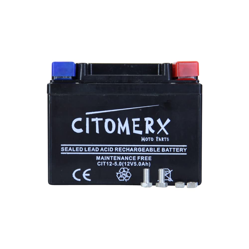 Batterie wartungsfrei 12V 5AH YB4L-B, YTX4L-BS, YT4L-B kompatibel mit Peugeot Speedfight 2 50 LC DD WRC 307 2005