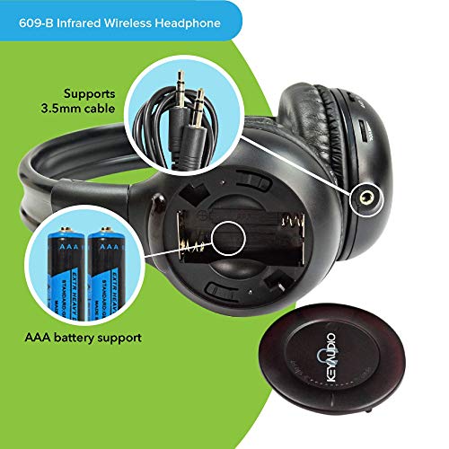 Rp Accessories Ir-609B Infrared Wireless Headphones, 2-Channel Folding Universal Rear Entertainment System Ir Headphone For Car Tv And Dvd Player Audio, Set Of 4 #TOP2