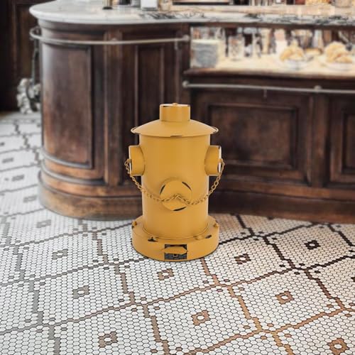 Image of LOYALHEARTDY Fire Hydrant Trash Can, Retro Creative Garbage Can with Removable Inner Bucket, Wrought Iron Pedal Trash Can, Indoor Outdoor Waste Bins for Park Garden Kitchen Garbage, Yellow