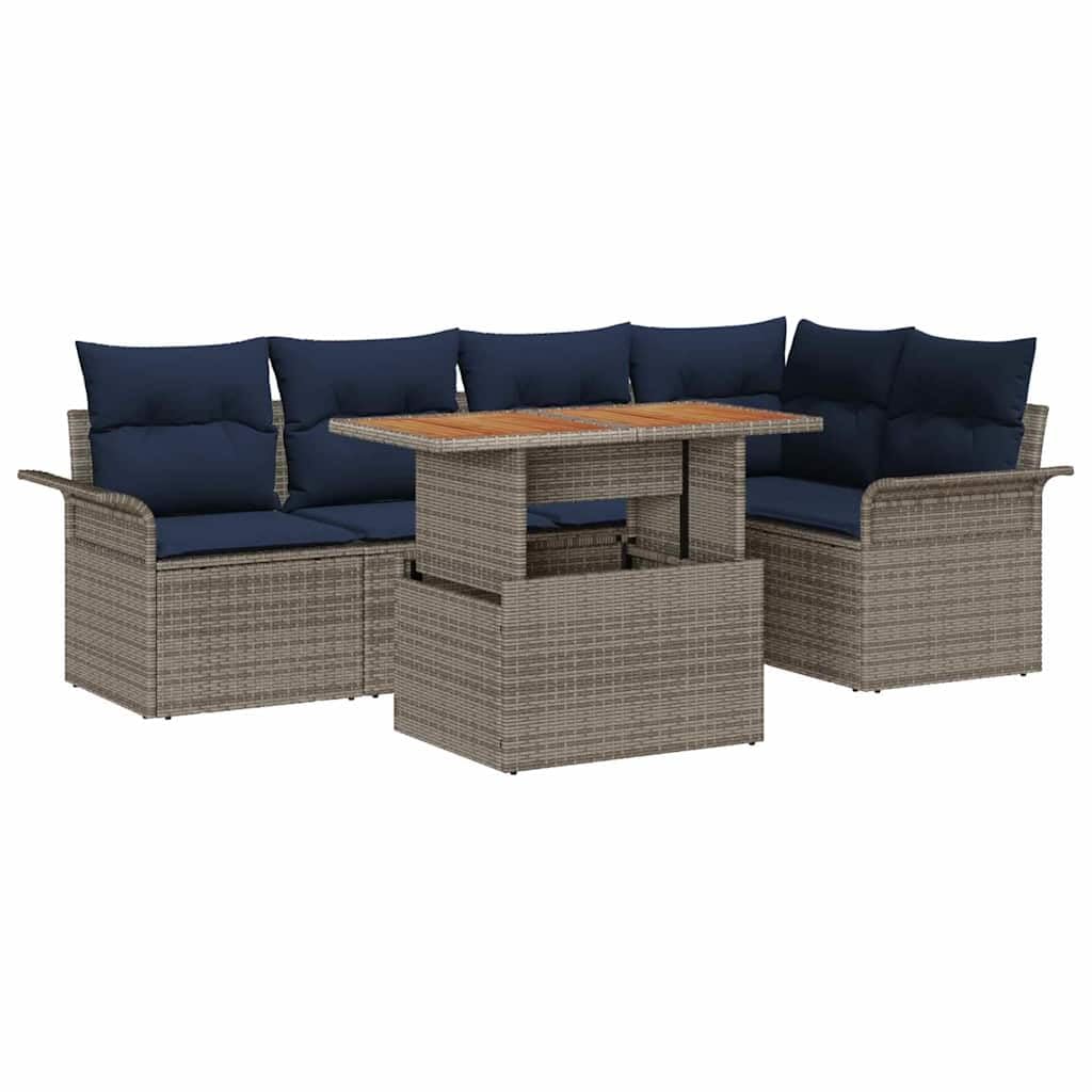 Set di mobili da giardino, 6 pezzi, in polyrattan, divano e tavolo