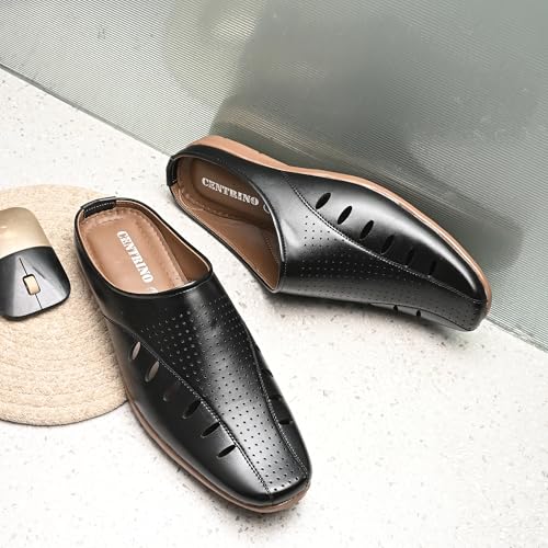 Image of Centrino Men's Casual Slip-On Sandals |Comfortable Back-Open Relaxed Fit Mule|Slip-On Half Shoe with Cushioned Insole for Office,Casual,Home,Outdoor,Driving,Summer Everyday Comfort(8107)
