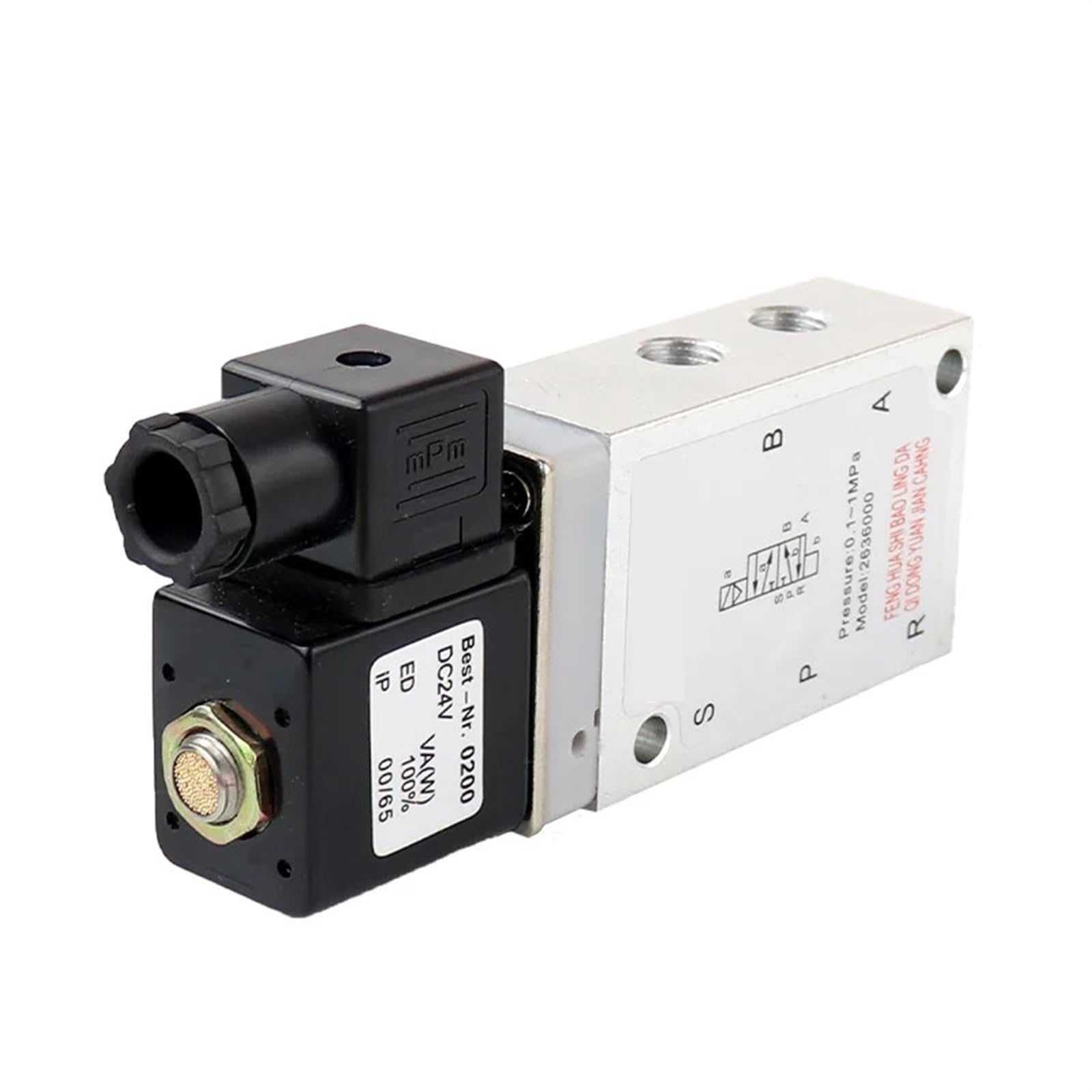 Válvula solenoide de aire neumática de 5/2 vías y 1/4" tipo PT DC12V