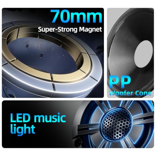Image of 4 inch 600W Marine Speakers, IP-X6 Waterproof Boat Stereo Speakers with LED Lights,Coaxial Audio, Y35 Woofer, UV & Salt Spray Resistant (Pair, Black，A)