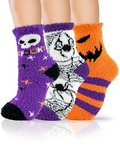 AIVEI 72-Needle Buttery Soft Halloween Fuzzy Socks for Women,...
