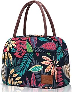 Moyad Lunch Bags for Women Insulated Lunch Box Cooler Bag Lunch Thermal Lunch Organizer Large Capacity Lunch Tote Bag Wide Open for Men Girls Kids Outdoor Picnic Work, Leaves