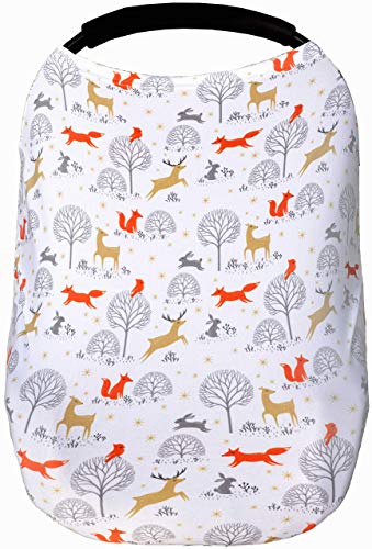 Image of Woodland Nursing Cover for Breastfeeding Scarf - Infant Car Seat Canopy - Stretchy & Multi Use Shopping Cart, Stroller, Carseat Covers for Girls and Boys