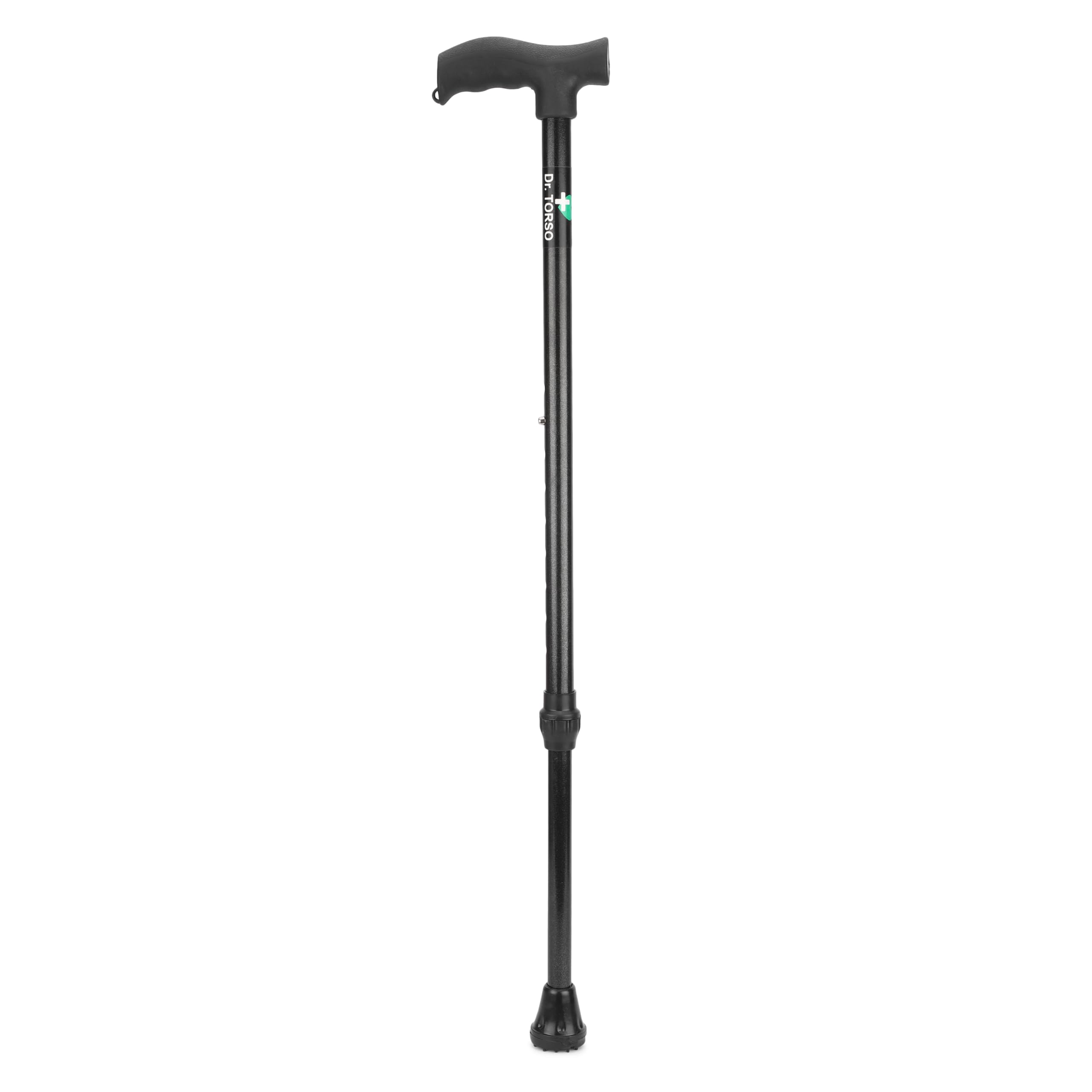 Black Edition Premium Walking Stick with Adjustable Height, Sturdy Steel Body for Men/Women, Patients, Old People (Black)
