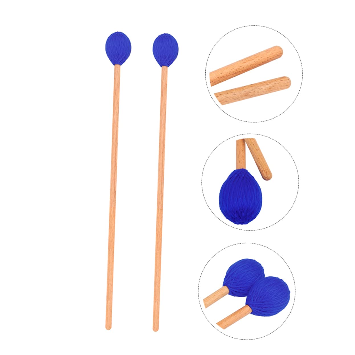 VICASKY 6piezas De Marimba Cabeza De Lana Baquetas De Percusión Para Instrumentos