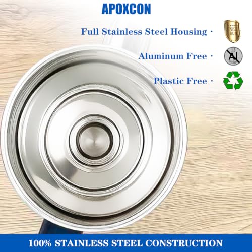 Image of APOXCON Electric Coffee Percolator, Stainless Steel, 1200ml, with Keep-Warm Function, Glass Knob, Cordless Serving - No Aluminum No Plastic Contact with Beverage (8 Cup)