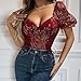 Y2K Corset Top for Women Sexy Puff Sleeve Bustier Top Mesh Lace Floral Butterfly Embroidery Crop Tops