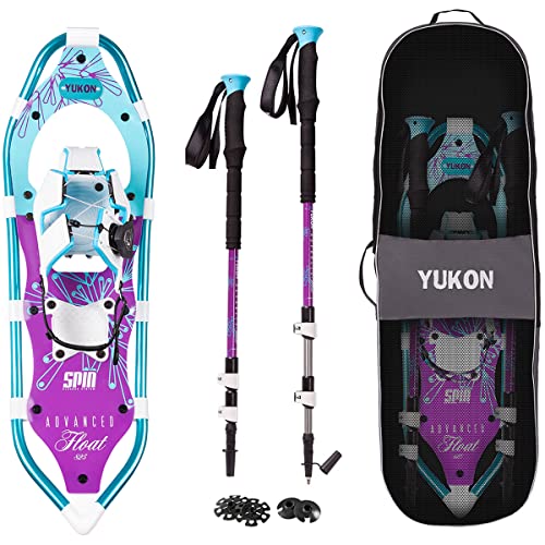 Yukon Charlie's Advanced Spin Float Women's Snowshoe Kit, 8-inch x 25-inch, Includes Snowshoes, Trekking Poles and Travel Bag
