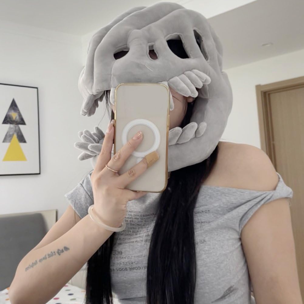 Szkielet dinozaura nakrycie głowy, Halloween dinozaur czaszka rekwizyty cosplay, szkielet 3D, pluszowy kapelusz, akcesoria do przebrania