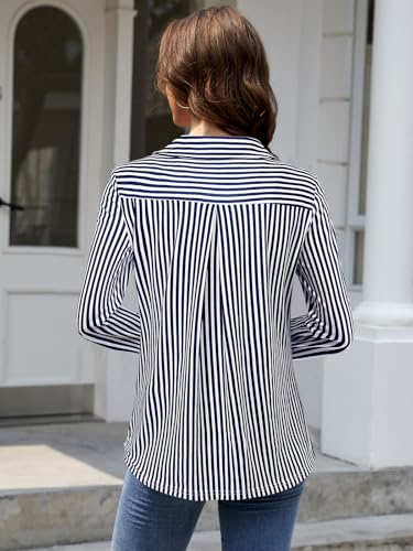 Image of Bulotus Womens 3 /4 Sleeve Tops Plus Size V Neck Zipper Business Casual Blouses for Office & Going Out Soft Knit Tunics, M-3XL