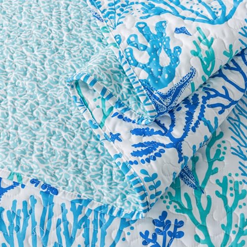 NEWLAKE Quilt Bedspread Sets - West Coastal Pattern Reversible Coverlet Set, King Size