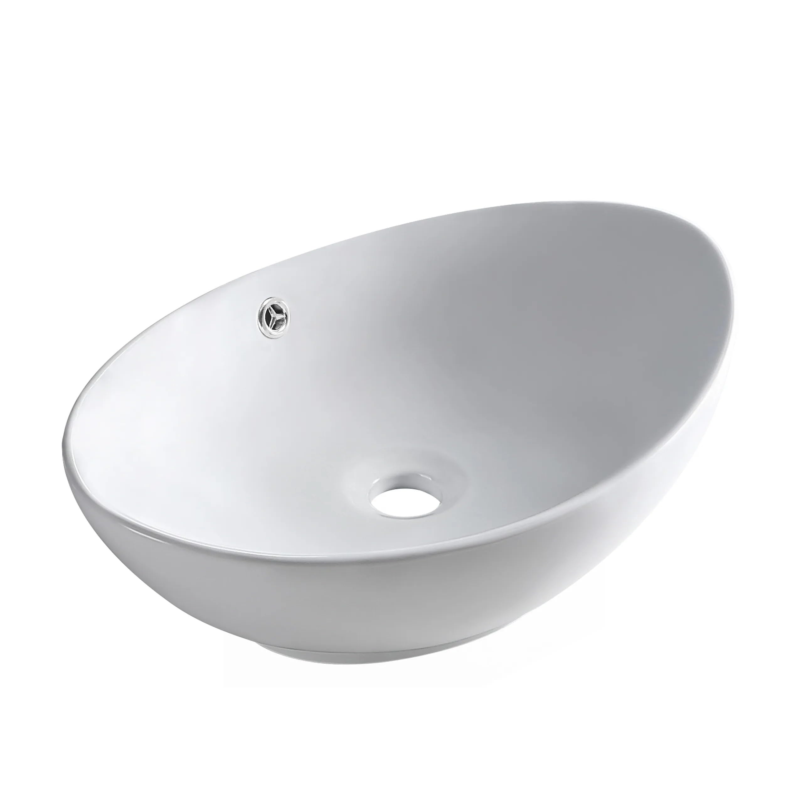ZERRA Lavabo Sobre Encimera Rectangular 59x39 cm con Orificio para Grifo, Moderno y Resistente a Químicos, Tacto Cálido, Blanco de Conglomerado