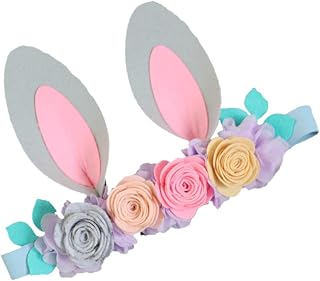 Outanaya Tiara Rosa Coelho Para Bebê Acessórios De Cabelo Para Crianças Festa De Páscoa Tiara De Cabelo Aro Tiara Orelha De Coelho Coelhinho Flor Chapelaria Orelhas De Coelho Acessórios