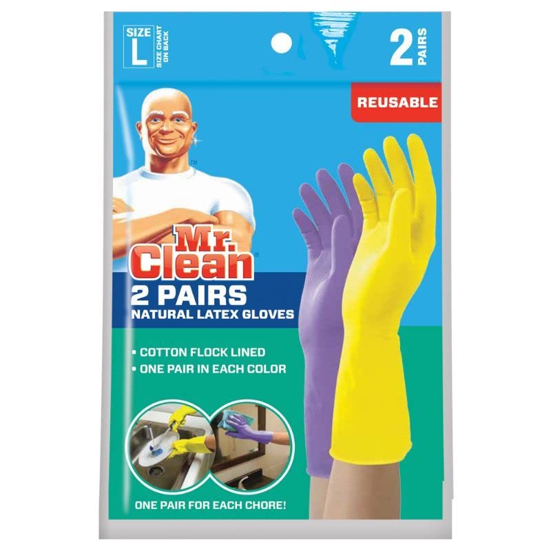 Mr. Clean Large Reusable Latex Gloves, 2 Color, 2...