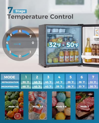 Image of Feelfunn Mini Fridge with Freezer - 1.7 Cu.Ft Single Door Mini Refrigerator with Adjustable Thermostat, Energy Saving, Low Noise, Small Fridge for Bedroom, Office, Dorm, Apartment, Classroom - Silver