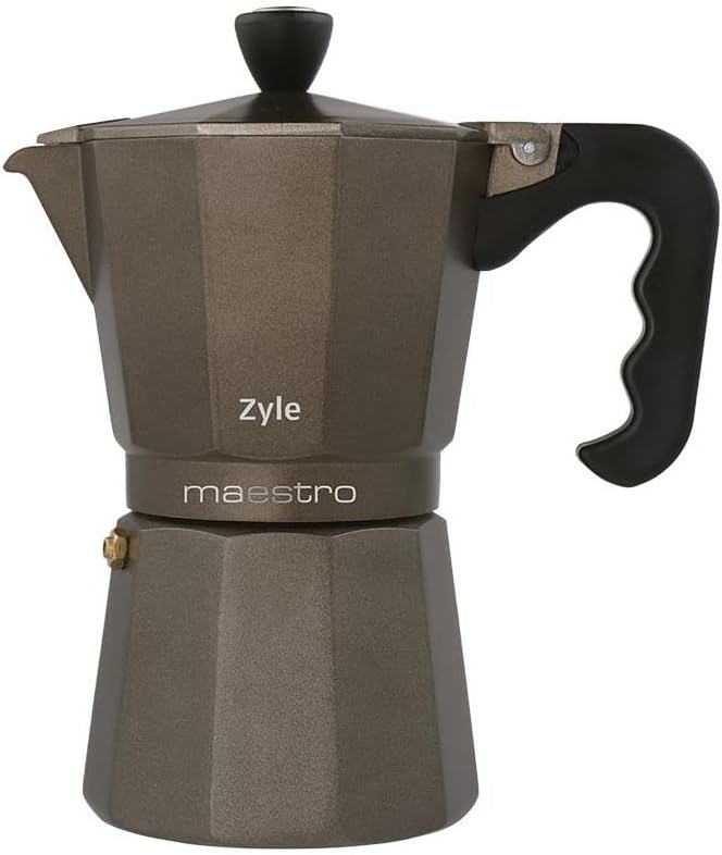 ZYLE Maestro Induction Moka Pot, 6-Cup (240 ml), Aluminum and Stainless Steel, Stovetop Espresso Maker, Italian Style, for Espresso, Flat Whites and Cappuccinos
