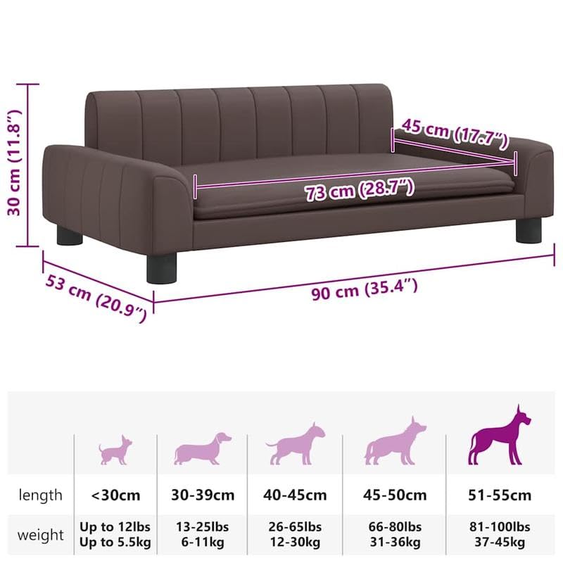 Eleganz Hundebett aus Kunstleder 90x53x30 cm - Luxus Hundekorb für große Hunde, wasserabweisend & pflegeleicht - Ideal für Wohnzimmer oder Schlafzimmer