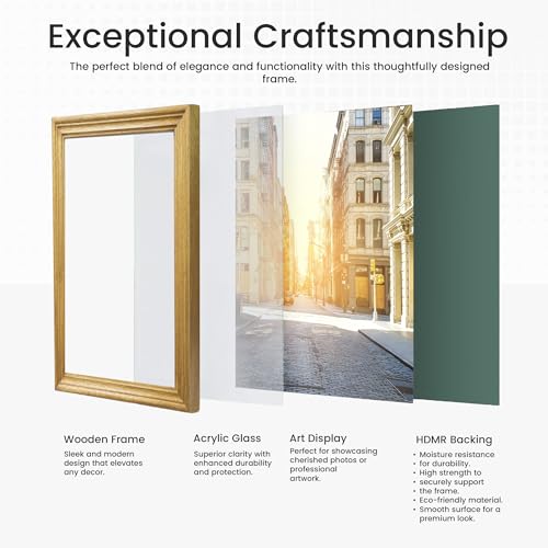 Image of Handmade Wooden Rectangular Photo Frame, A3 (29.7 x 42 cm) Display for Artworks, Pictures and Photos of Your Loved Ones, Best for Home, Office, Wall Decor, Living Room, Bedroom, Golden Oak