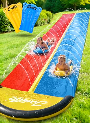 JAMBO 22.5ft Double Lane Slip Splash and Slide with 2...